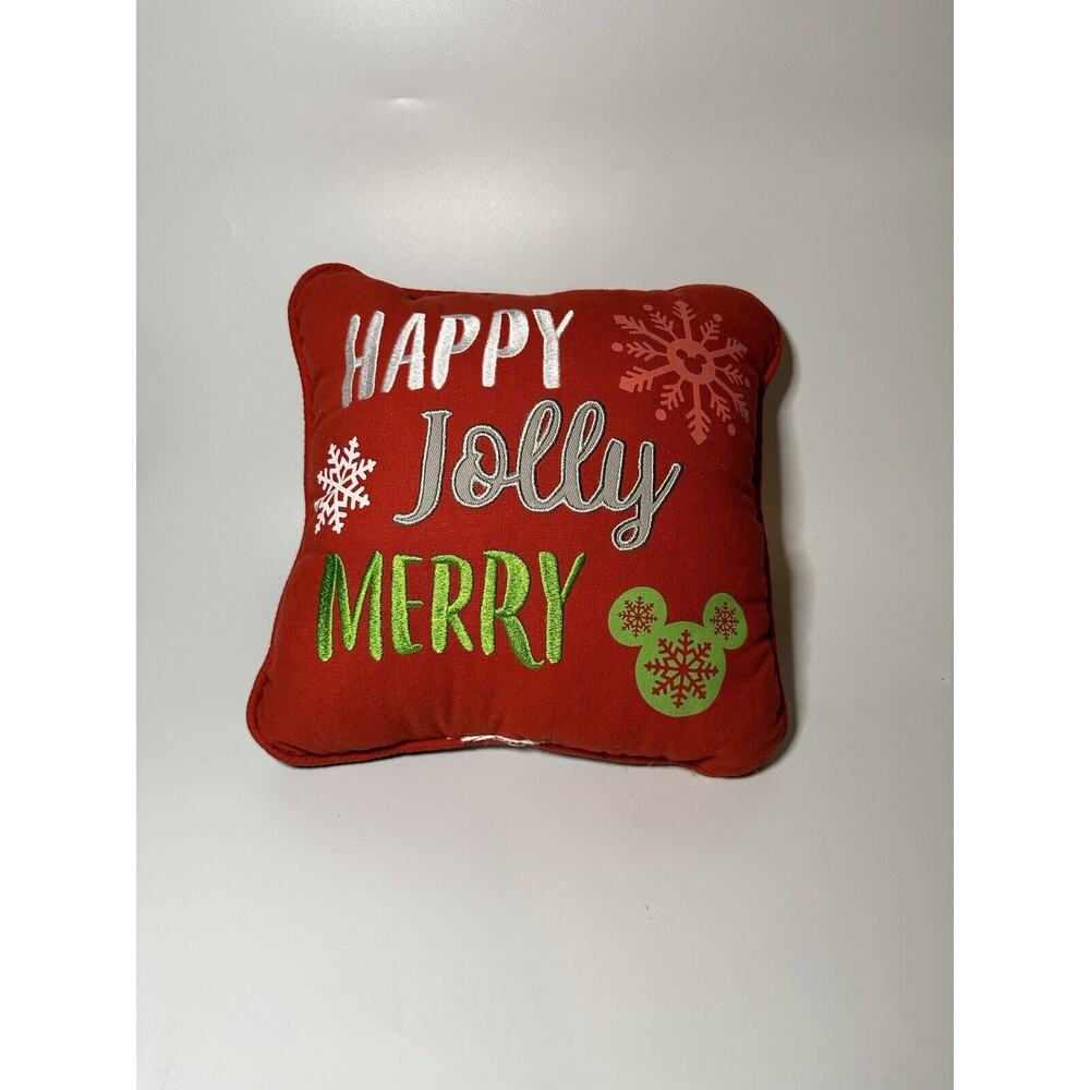 Disney Parks Santa Mickey & Friends Christmas Holiday Throw Pillow Merry Jolly
